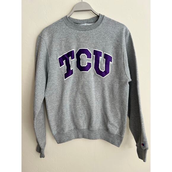 Vintage Authentic Champion Gray TCU College Crewneck Pull Over Sweatshirt Small - Picture 1 of 6